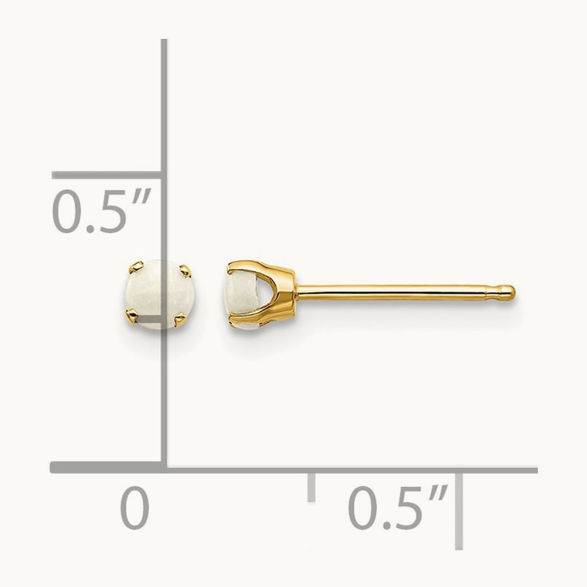October/Opal Post Earrings, 3mm, 14K