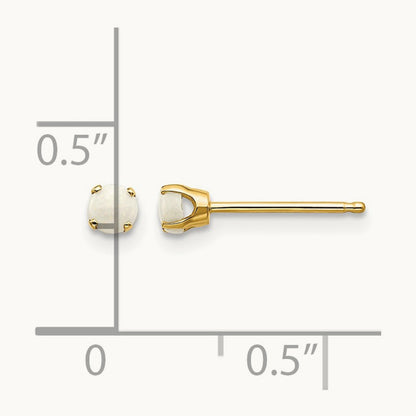 October/Opal Post Earrings, 3mm, 14K