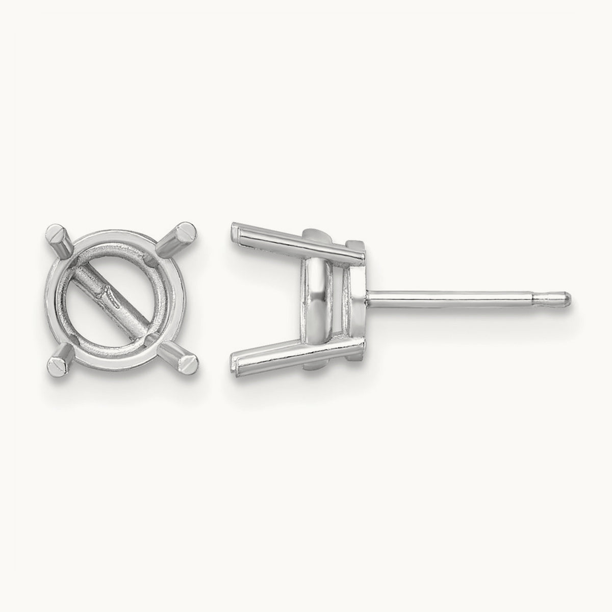 Round Earring Mounting, 7mm, 14K White Gold