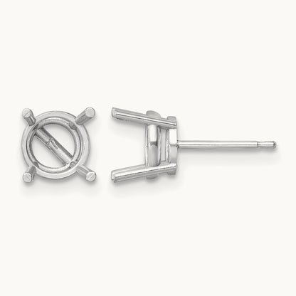 Round Earring Mounting, 7mm, 14K White Gold