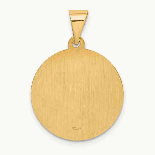 Hollow Polished/Satin Spanish Perpetuo Socorro Medal, 14K