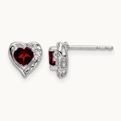 Garnet and Diamond Heart Earrings — photo set