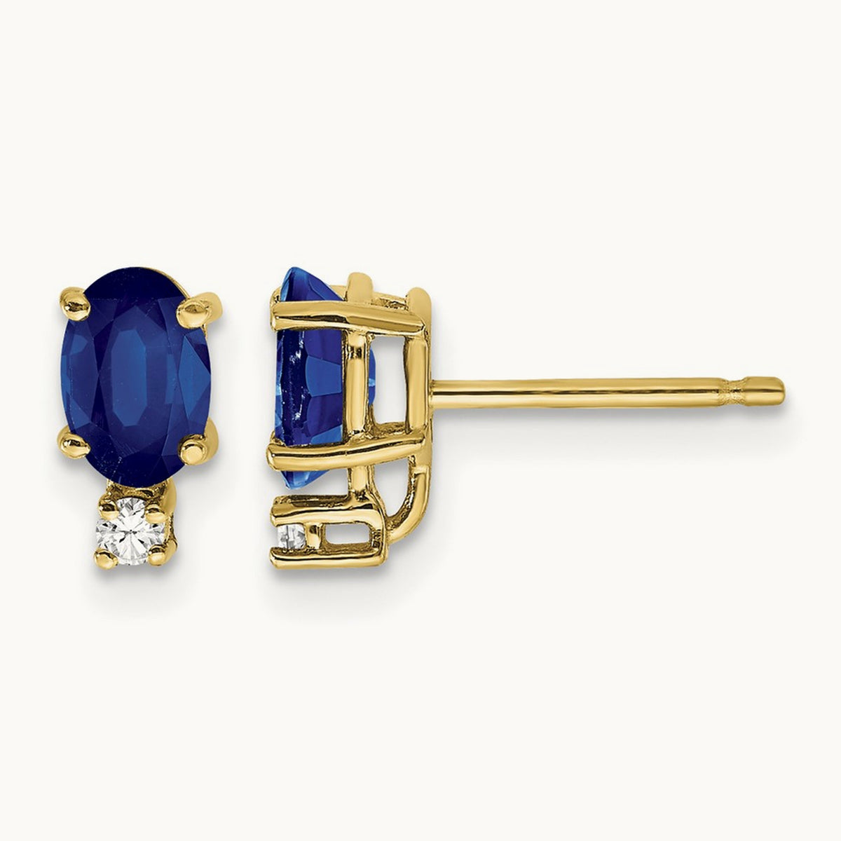 Sapphire Diamond Post Earrings, 14K