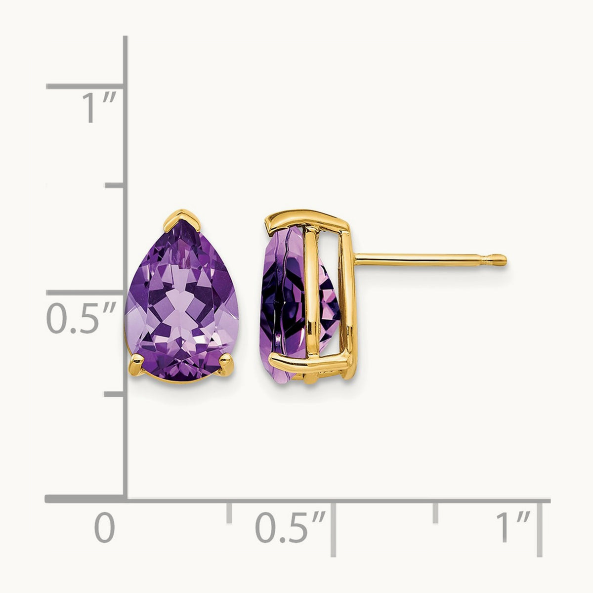 10x7mm Pear Amethyst Earrings, 14K