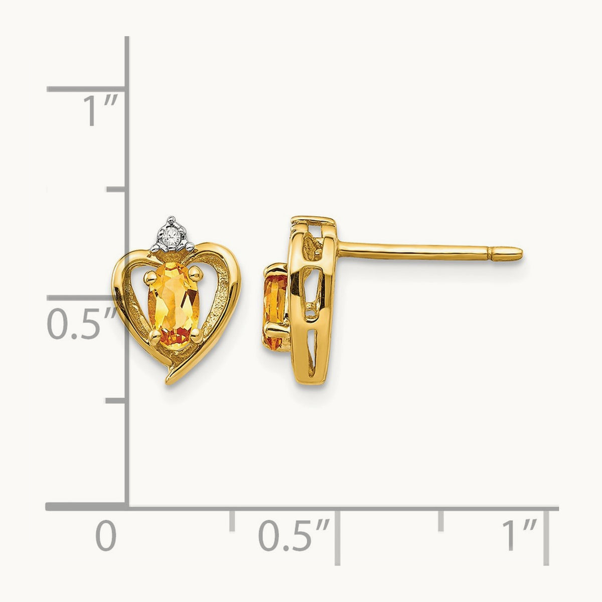 Citrine and Diamond Heart Earrings — photo set