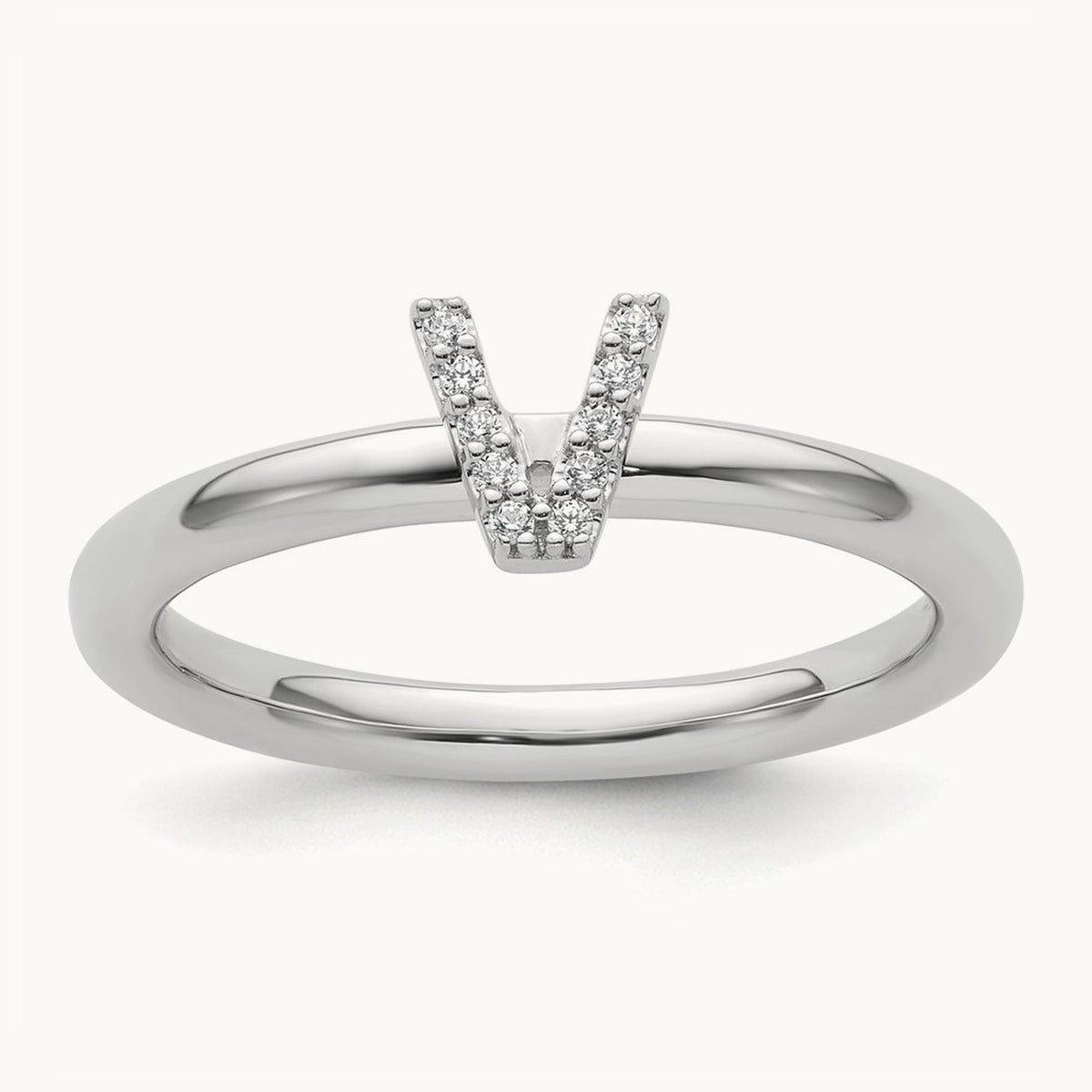 Stackable Diamond Ring — 14K White Gold, V