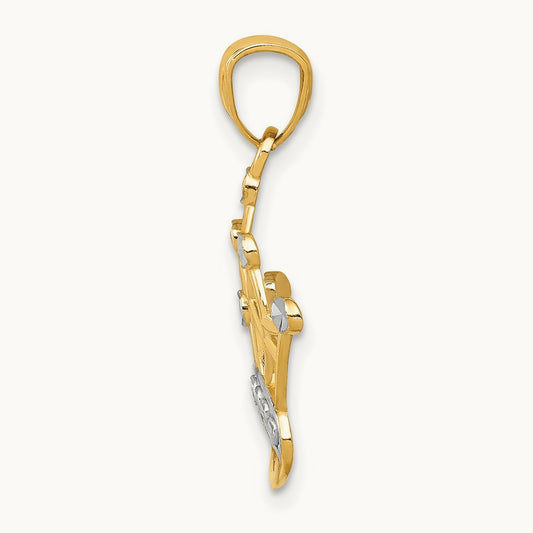 Crown Pendant, 14K with Rhodium