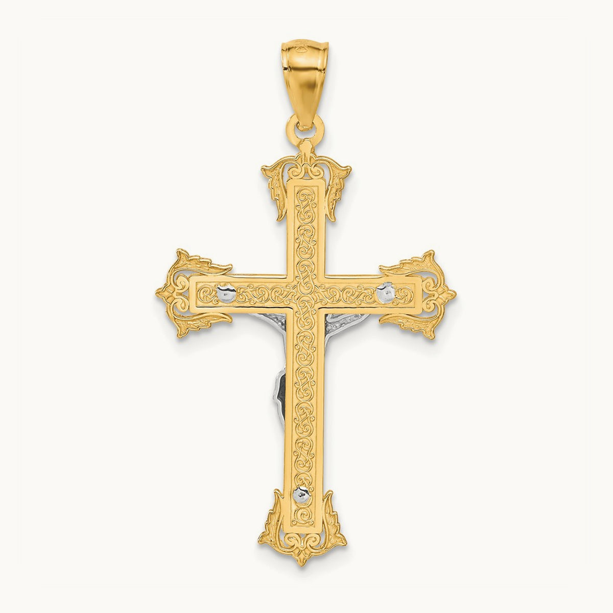 Crucifix Pendant, 14K Two-tone