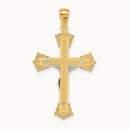 Crucifix Pendant, 14K Two-tone