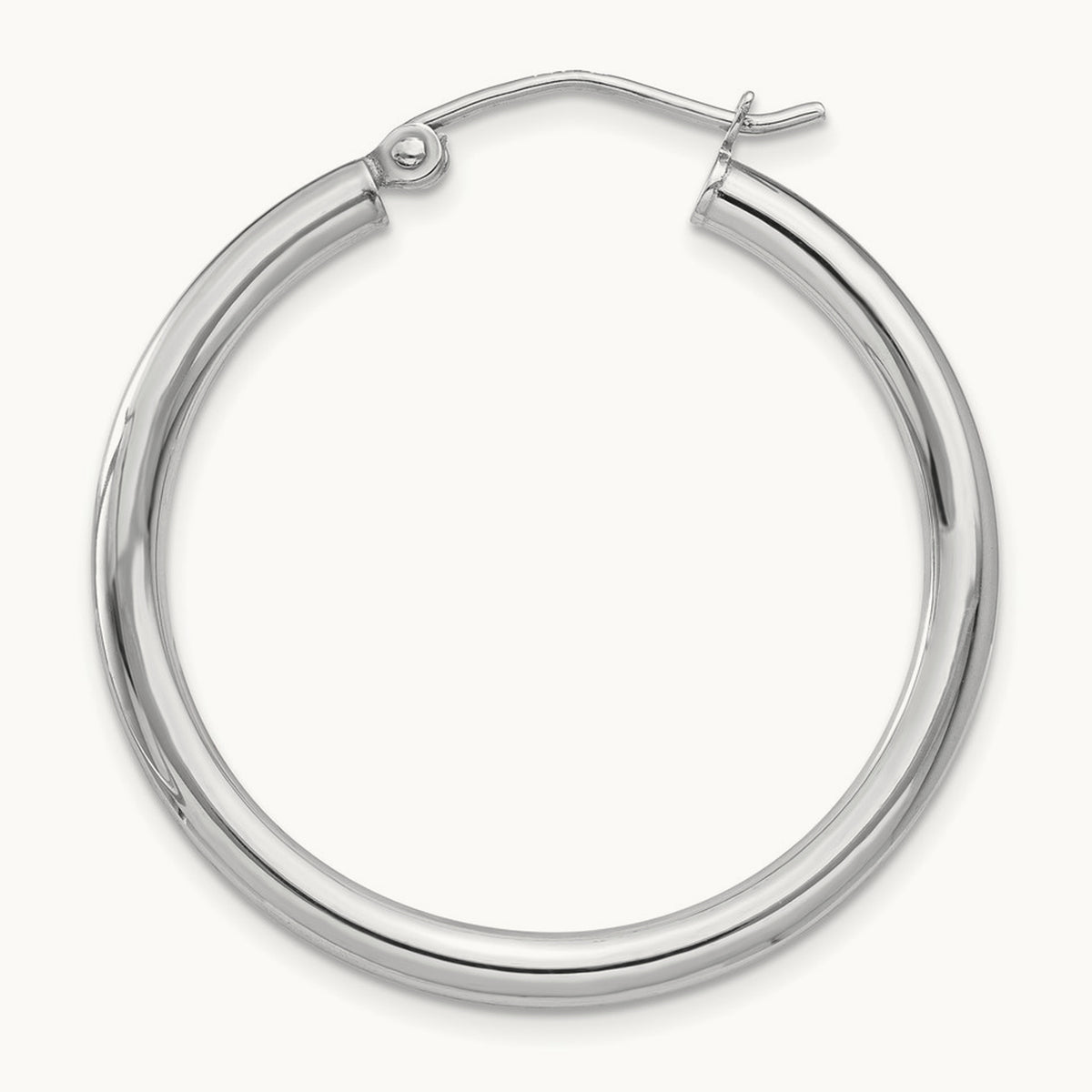 Single 14K White Gold Polished Tube Hoop Earring, 2.5mm
