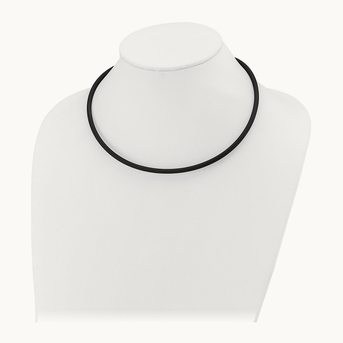 18in with Yellow Clasp Black Rubber Cord Necklace — 4mm