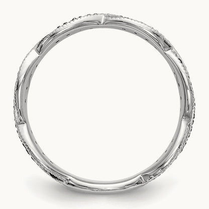 Black and White Diamond Band, 14K White Gold