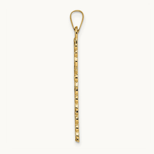Polished and Textured Solid Floral Cross Pendant — 33.25mm