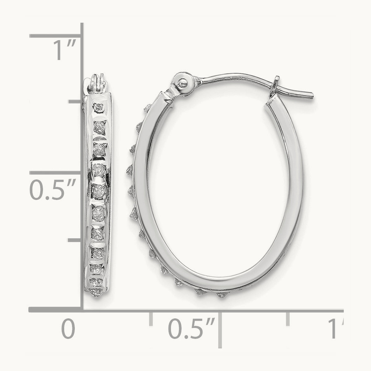 WG Diamond Fascination Diamond Dust/Accent Oval Hoop Earrings, 14K