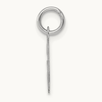 Small Script Letter G Initial Charm, 14K White Gold