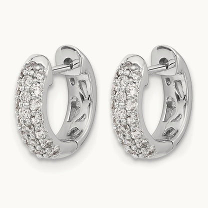 Diamond Hinged Hoop Earrings, 14K White Gold