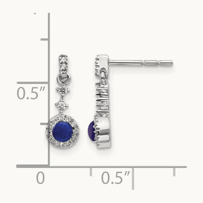 Diamond and Cabochon Sapphire Earrings, 14K White Gold