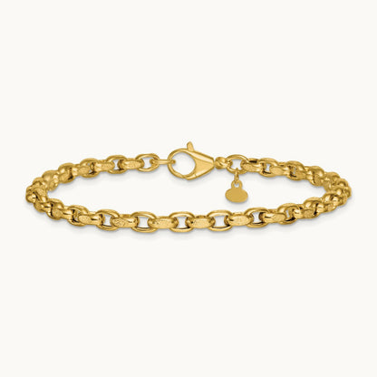 Polished 7.75in Fancy Textured Open Link Bracelet, 14K