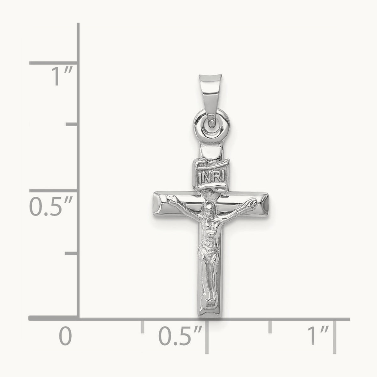 Hollow Crucifix Pendant — 14K White Gold