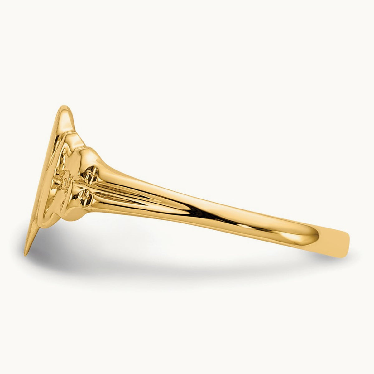 8.0x8. Closed Back Childs Heart Signet Ring, 5mm, 14K