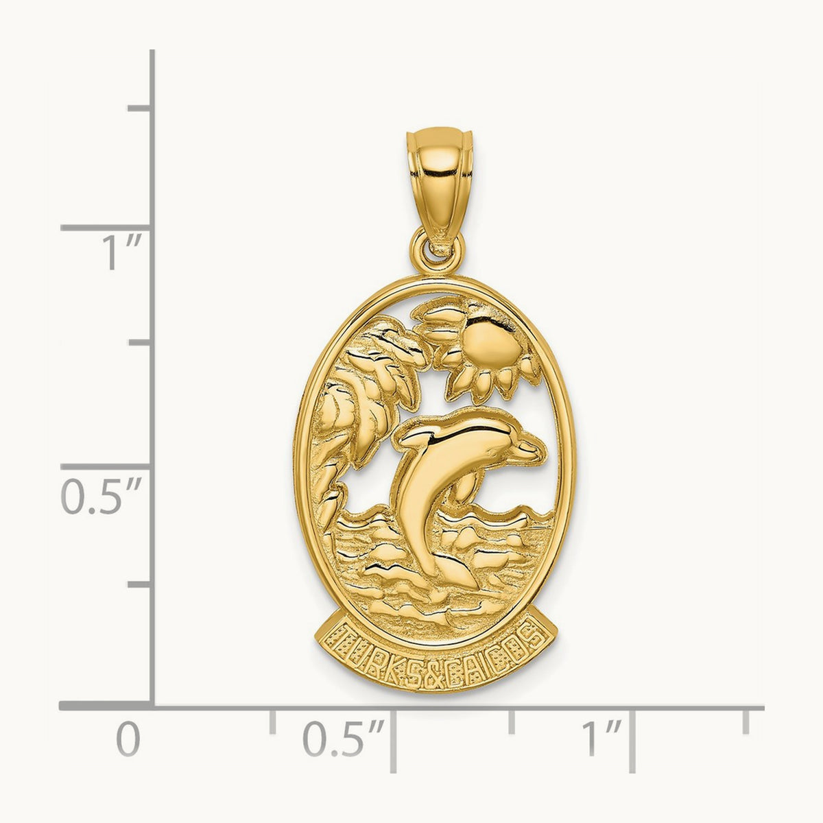 TURKS AND CAICOS w/Dolphin Sunset Scene Charm, 14K