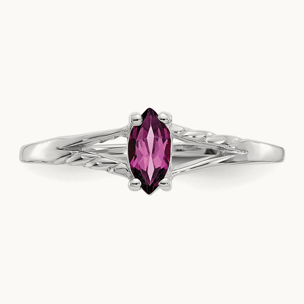 Rhodolite Garnet Birthstone Ring, 14K White Gold