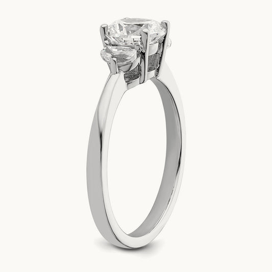 3 Stone Half Moon/Round Semi-Mount Ring, 0.50 ct tw