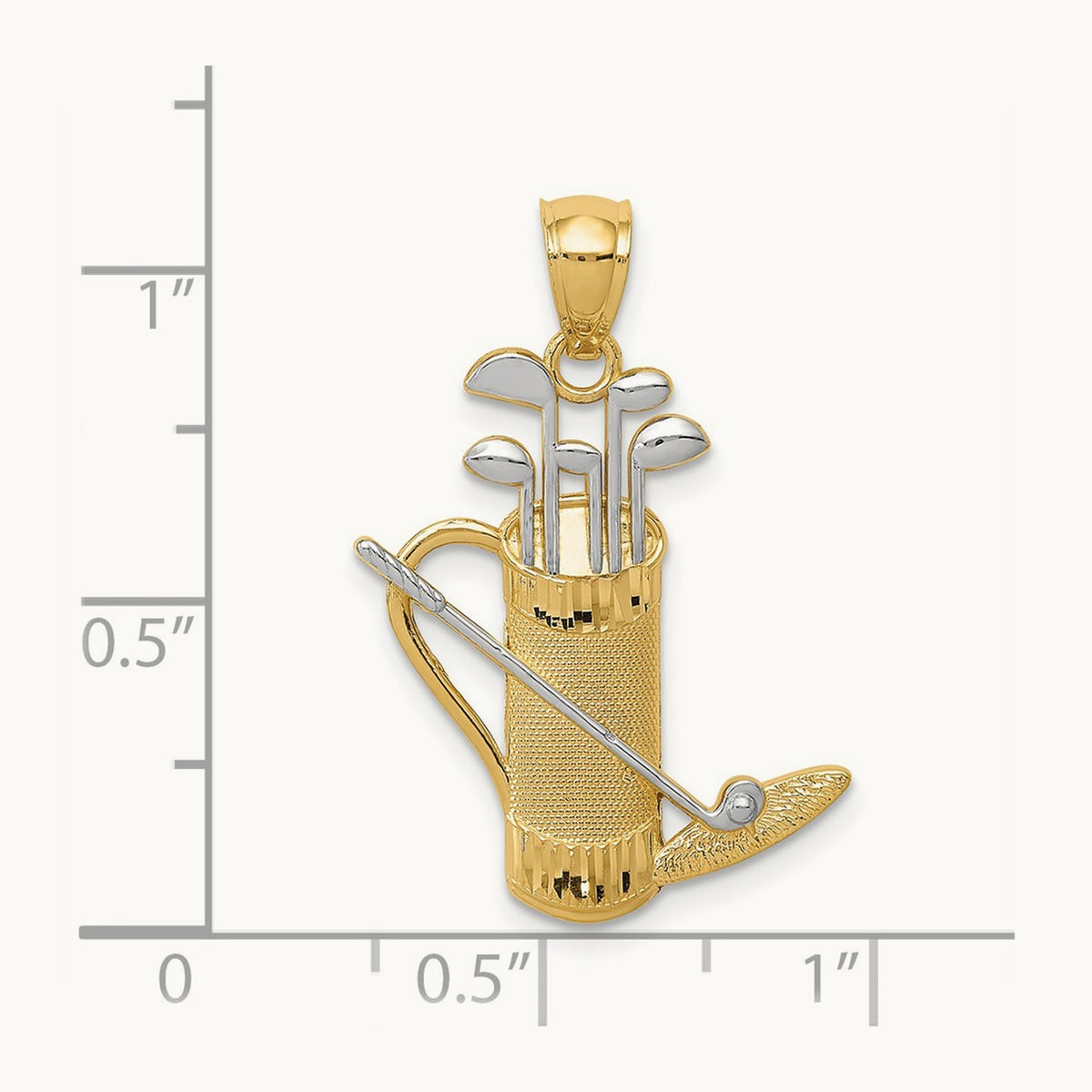 Golf Bag Pendant, 14K with Rhodium