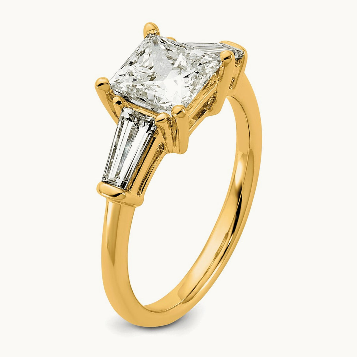 Princess & Baguette Engagement Ring — 14K Yellow Gold, 2 1/5 ct, 7