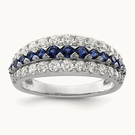 Created Sapphire Ring, 1.00 ct tw Lab-Grown Diamond