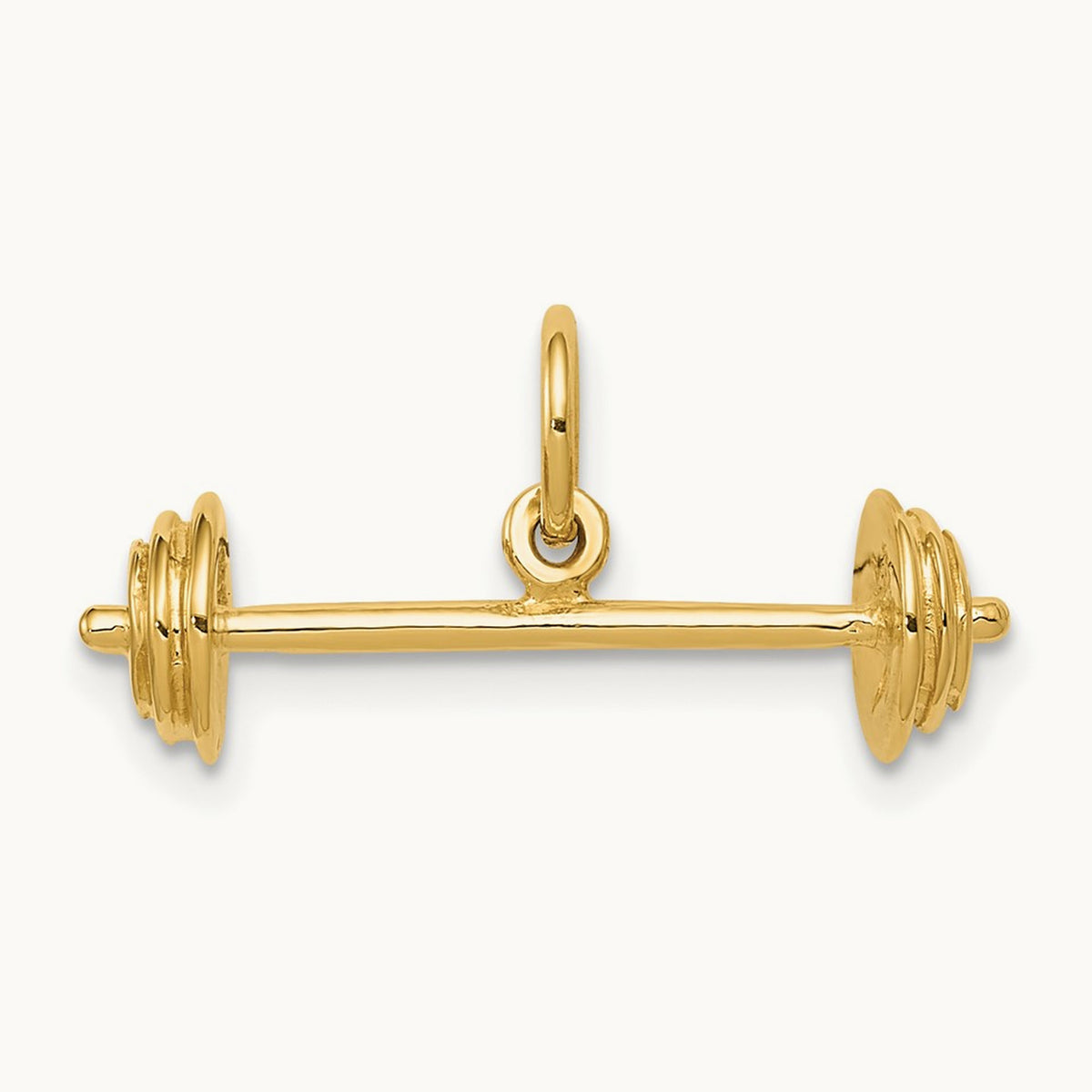 3D Barbell Charm, 14K