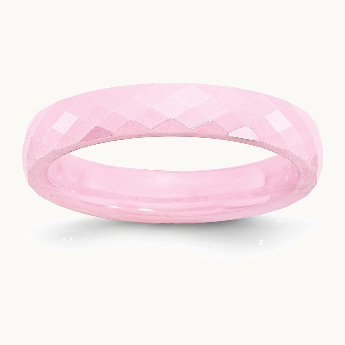 Chisel Ceramic Pink 4mm Faceted Polished Band
