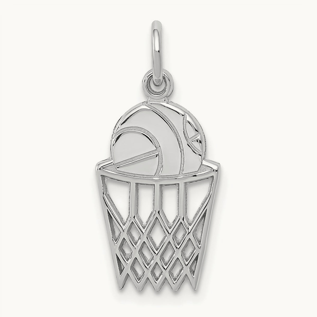 Basketball Charm, 14K White Gold