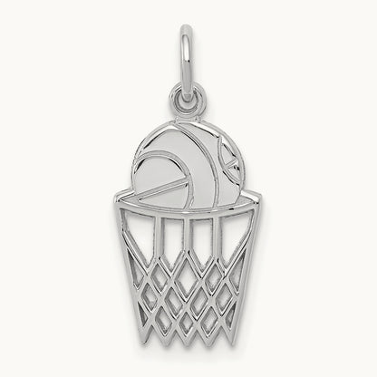 Basketball Charm, 14K White Gold