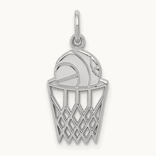 Basketball Charm, 14K White Gold