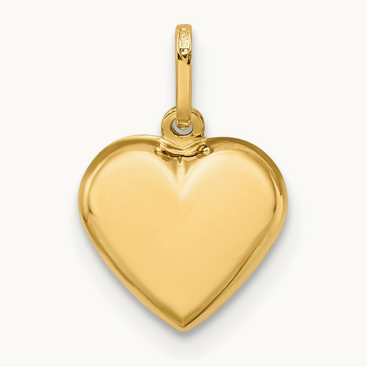Polished 3-D Heart Pendant — 14K Yellow Gold