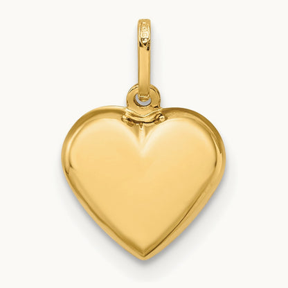 Polished 3-D Heart Pendant — 14K Yellow Gold