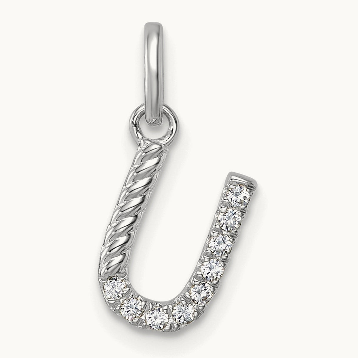 Twisted Diamond Charm — 14K White Gold, U