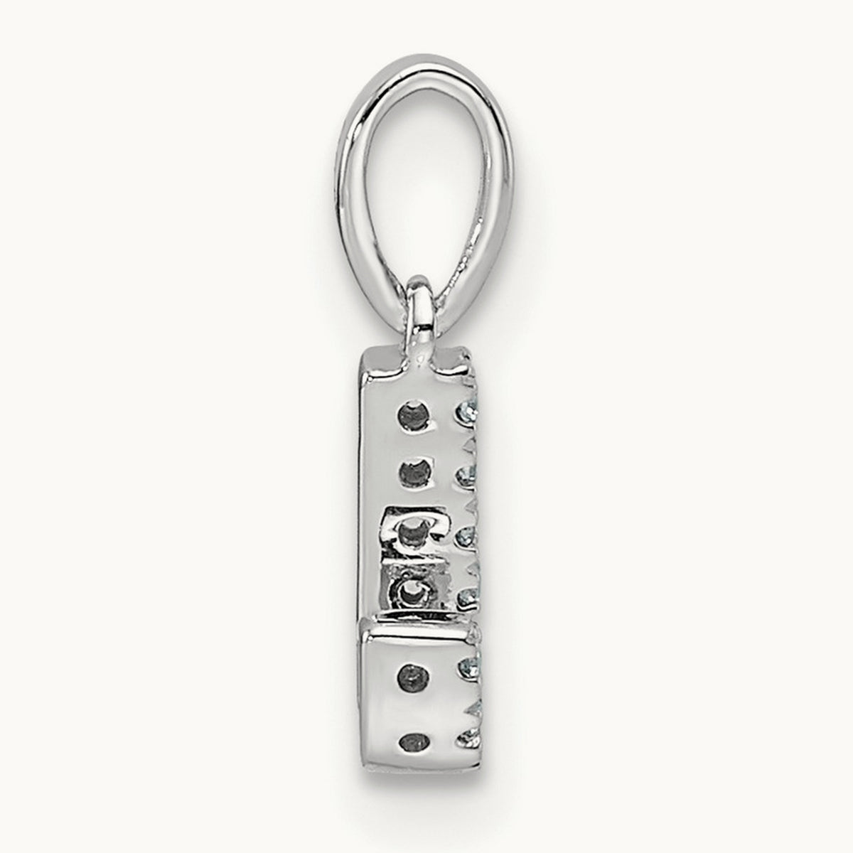 Diamond Initial with Bail Pendant — 14K White Gold, J