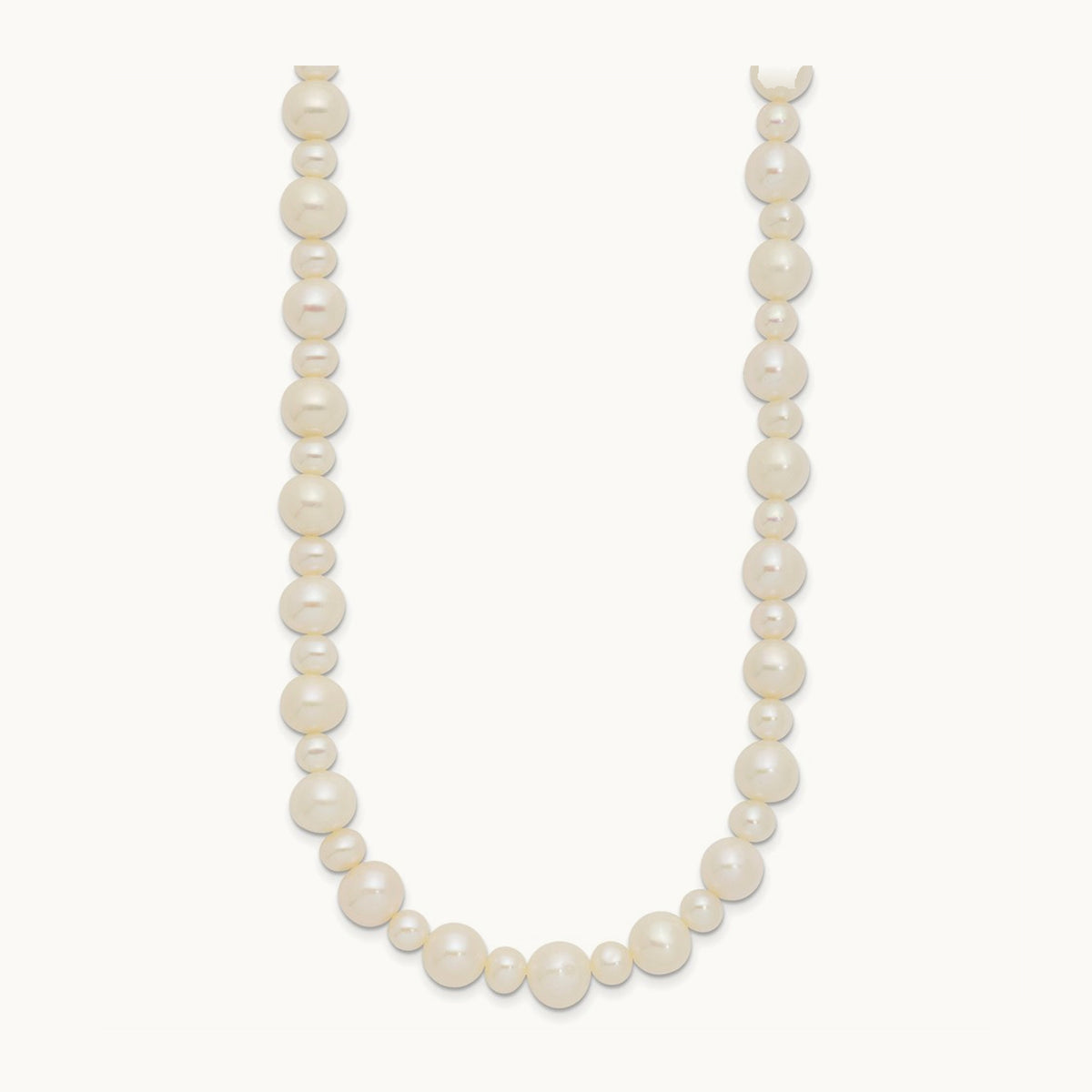 5- White Near Round Freshwater Cultured Pearl Necklace, 8mm, 14K White Gold