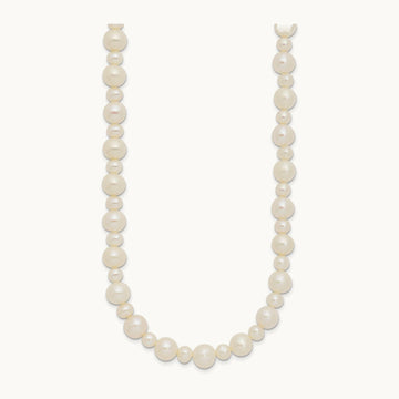 5- White Near Round Freshwater Cultured Pearl Necklace, 8mm, 14K White Gold