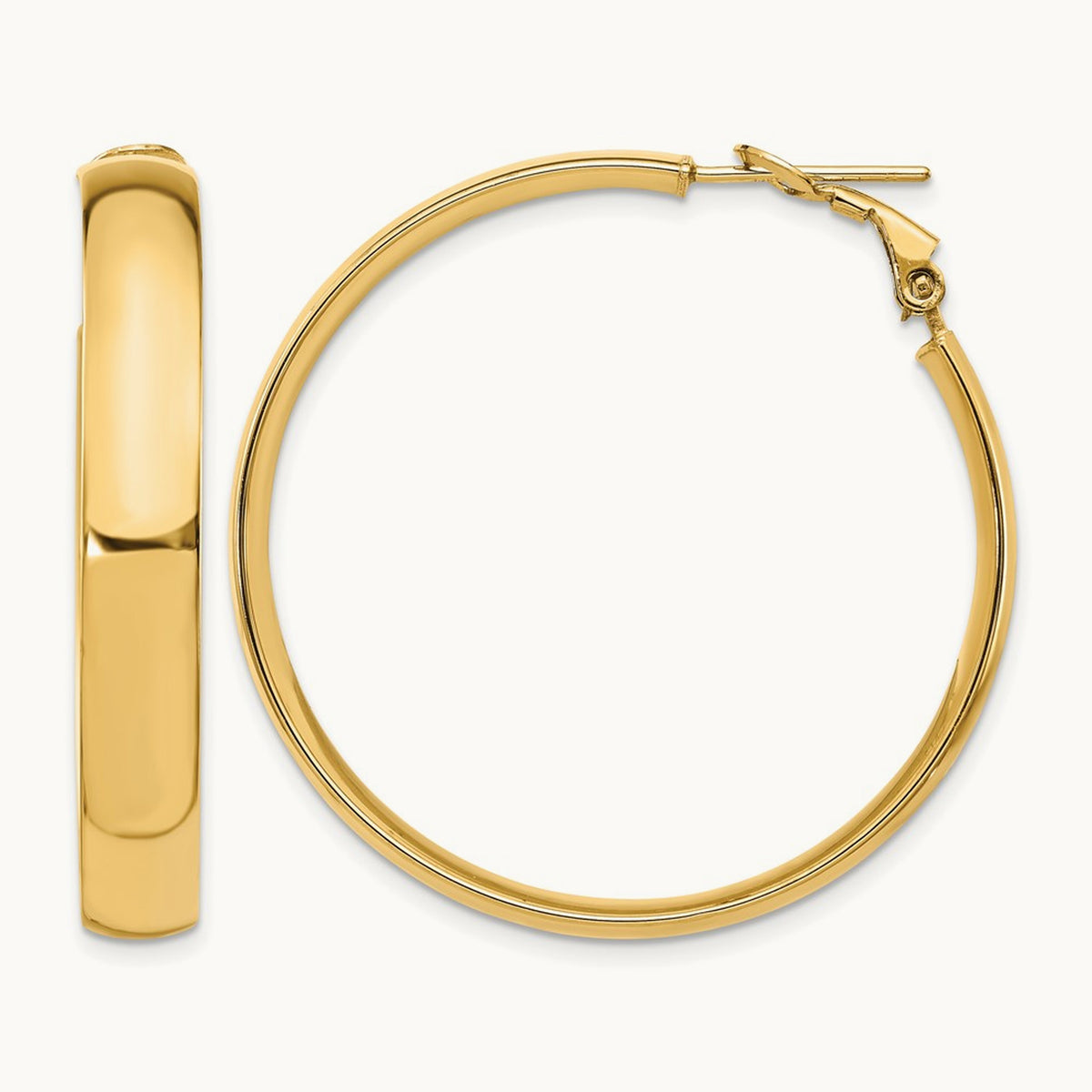 High Polished Omega Back Hoop Earrings, 14K — Leslie's