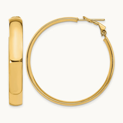 High Polished Omega Back Hoop Earrings, 14K — Leslie's