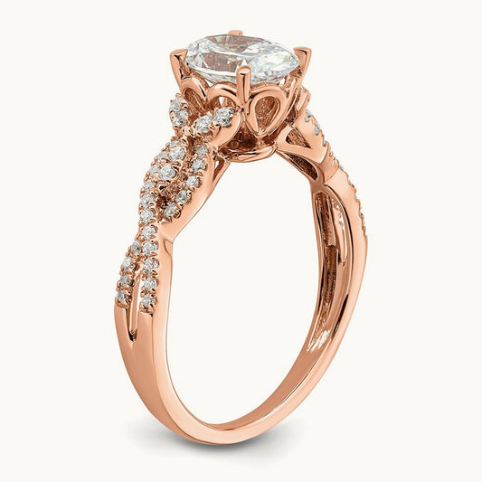 1ct Criss-Cross Oval Semi-Mount Engage Dia Ring, 14K Rose Gold