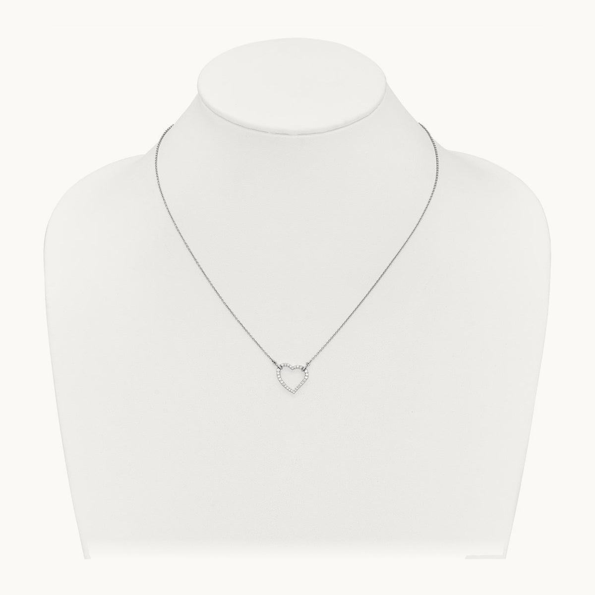 Heart Necklace, 0.20 ct tw Lab-Grown Diamond — 14K White Gold