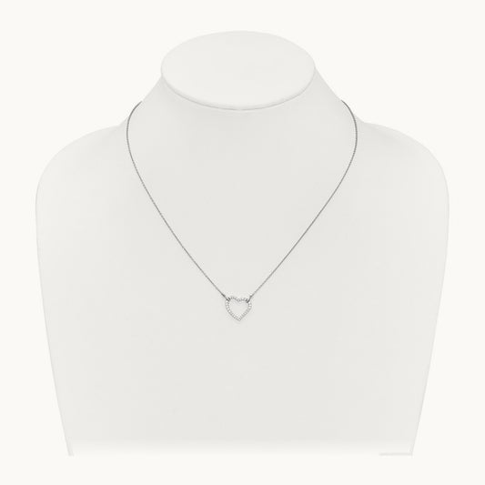 Diamond Heart Pendant Necklace — 14K White Gold