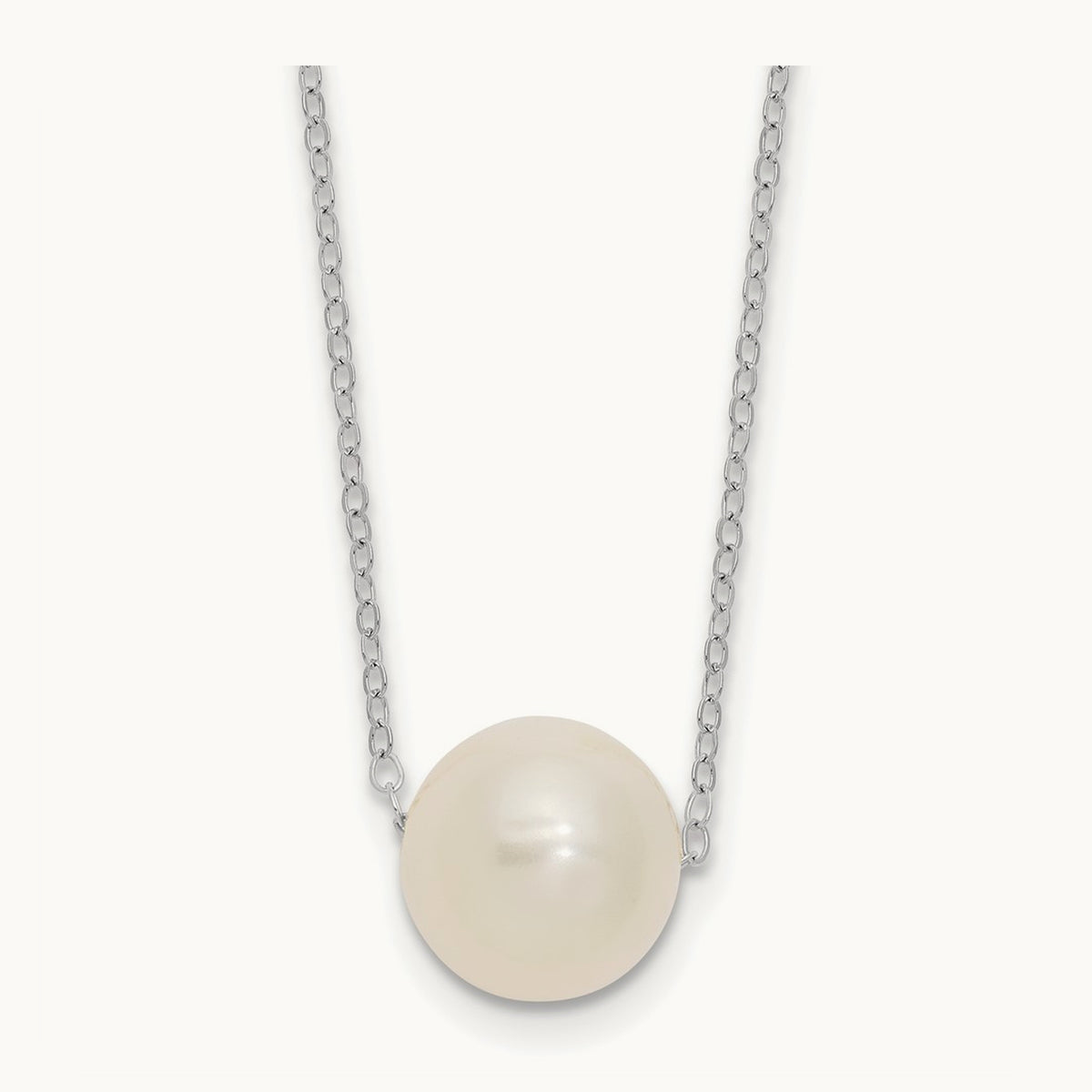 WG 10- Semi-Round White FWC Pearl 17in Necklace, 11mm, 14K