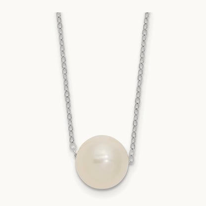 WG 10- Semi-Round White FWC Pearl 17in Necklace, 11mm, 14K