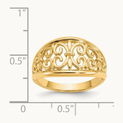 Fleur-De-Lis Tapered Ring, 14K