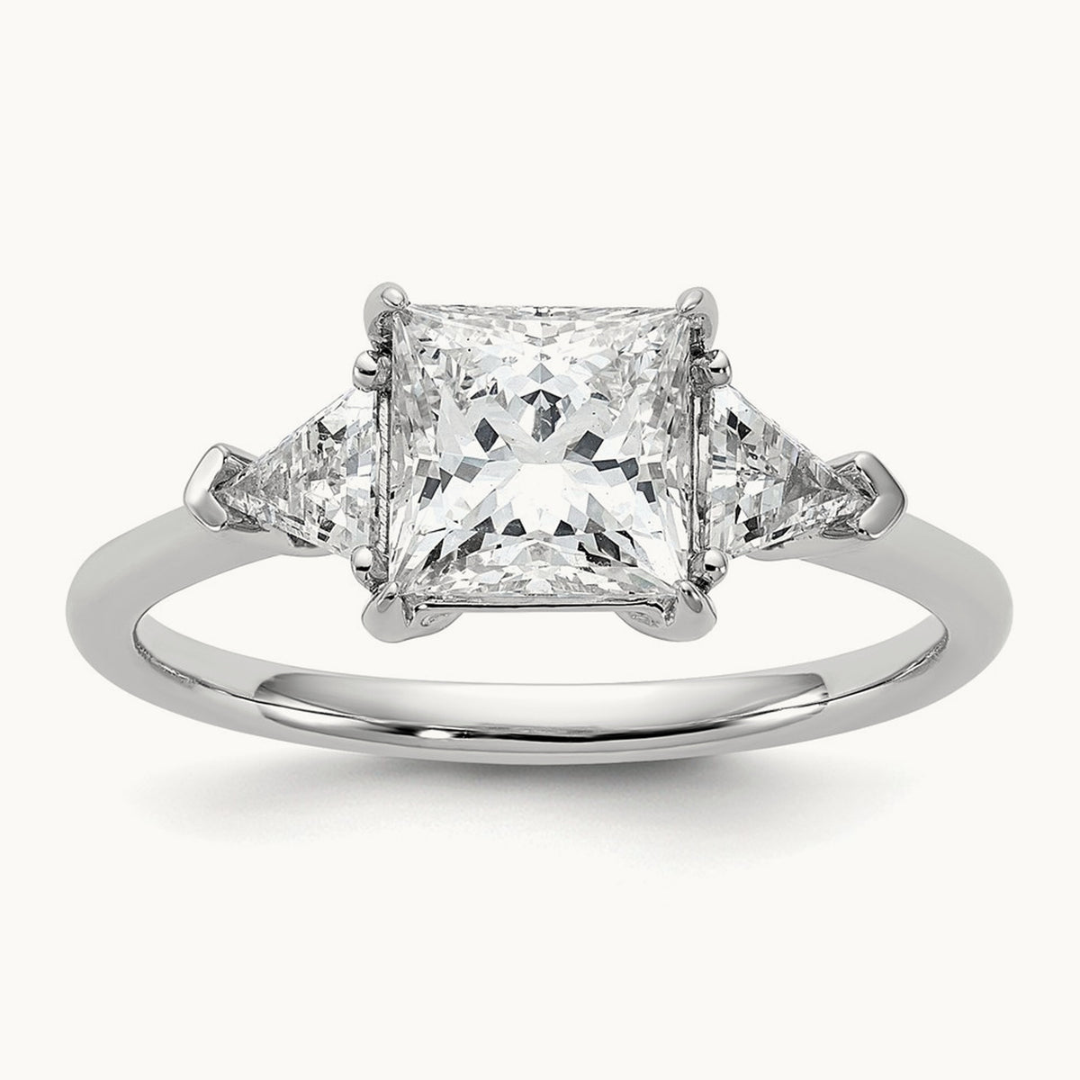 Princess/Trillion Engagement Ring, 1.50-4.00 ct tw Lab-Grown Diamond — 2 ct, 14K White Gold